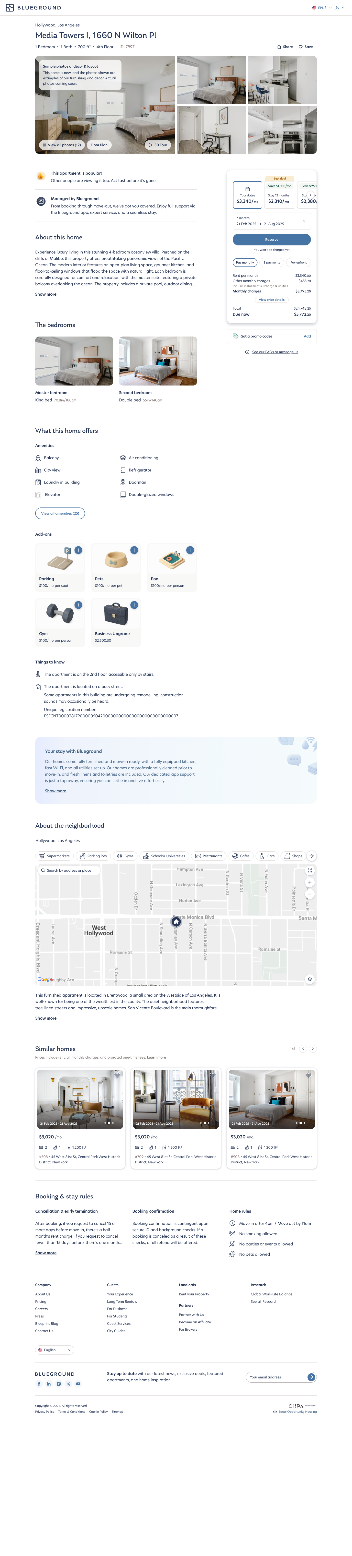 The redesigned listing page