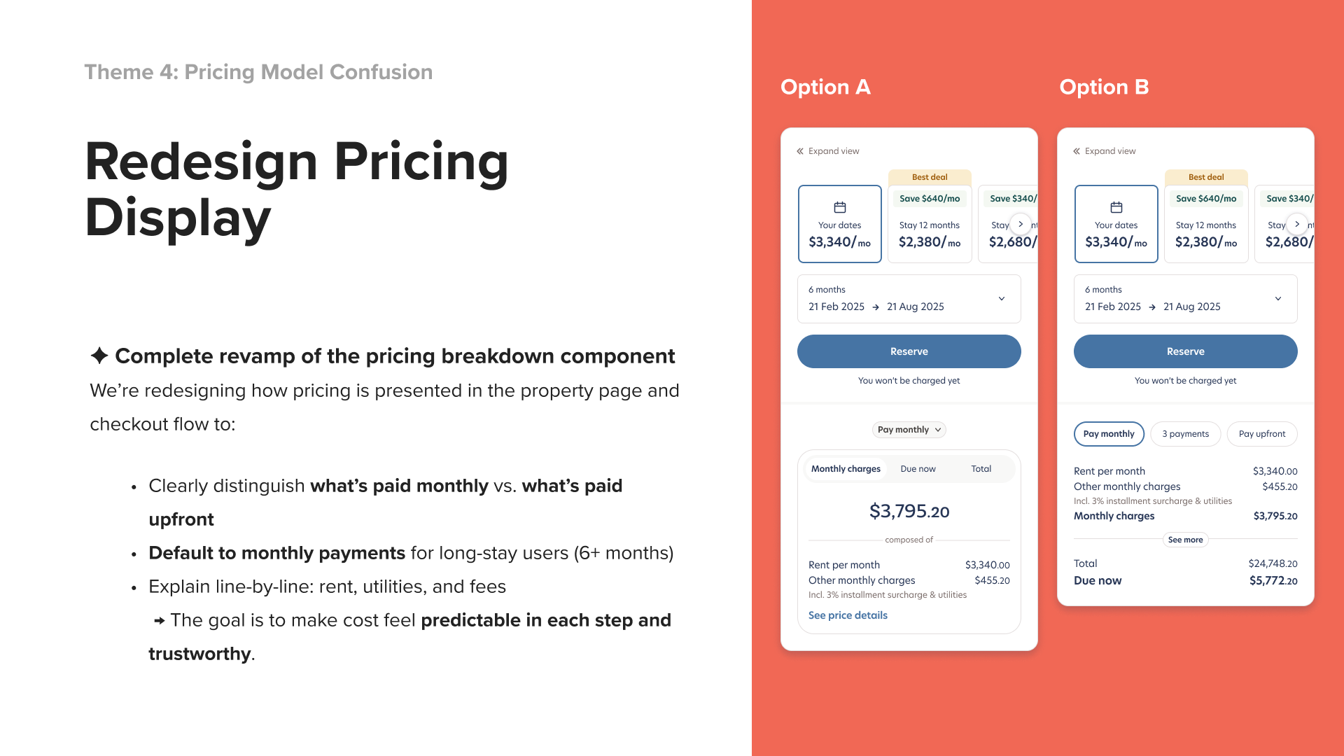 Two pricing breakdown options